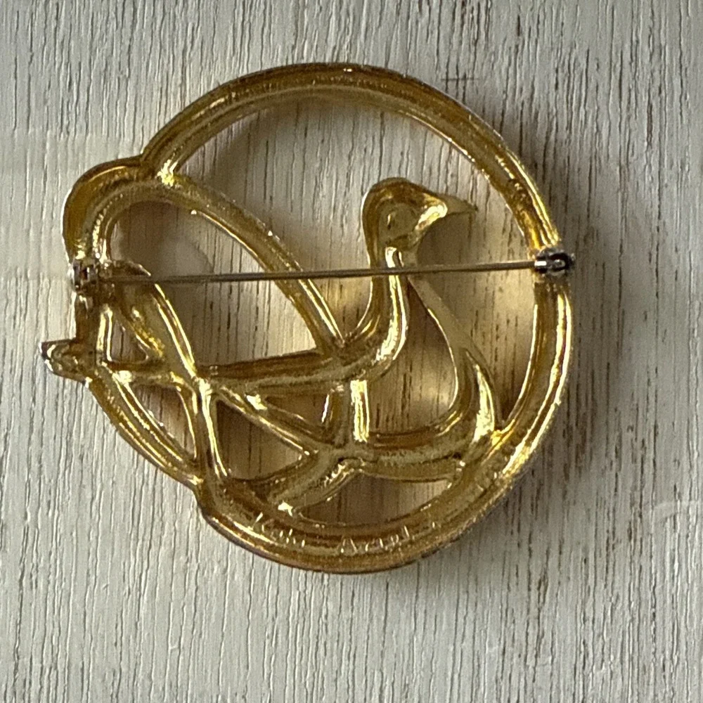 Vintage Signed 95 Kobi Ariel Studio Dove Gold‎ Brooch